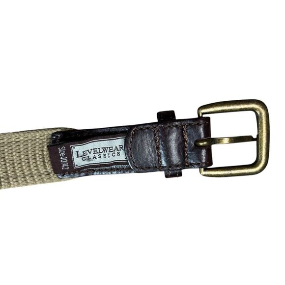 Leather Golf Belt Fabric Eagle Size 40/42 Blue & Tan Canvas Embroidered Preppy - Picture 3 of 6